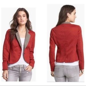 Free People Burnt Orange Quilted Tweed Blazer Small